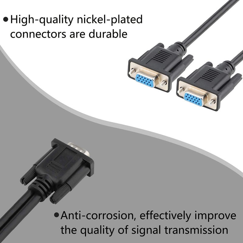 Saisn VGA Y Splitter Cable, VGA 1 Male to VGA 2 Female Adapter Cable Dual VGA Monitor Y Cable for Screen Duplication - 1 Feet, Black (No Screen Extension) - Image 3